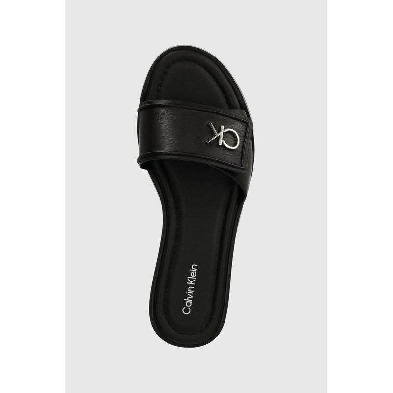 Fashion, accesorii si bijuterii - Femei - Incaltaminte femei - Slapi si papuci femei - Slapi dama Calvin Klein Flat Slide Relock Lth HW0HW01939 37 EU Negru - Infinity.ro