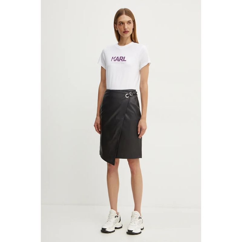 Fashion, accesorii si bijuterii - Femei - Imbracaminte femei - Tricouri si topuri femei - Tricou dama din bumbac Karl Lagerfeld  24WW1703 XL INTL Alb - Infinity.ro