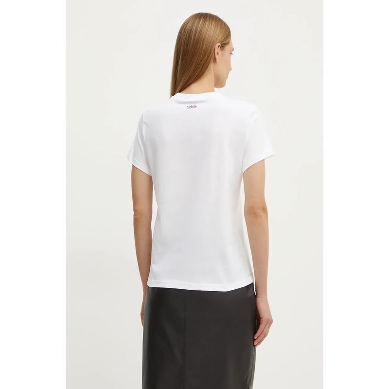 Fashion, accesorii si bijuterii - Femei - Imbracaminte femei - Tricouri si topuri femei - Tricou dama din bumbac Karl Lagerfeld  24WW1703 XL INTL Alb - Infinity.ro