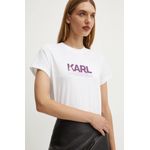 Fashion, accesorii si bijuterii - Femei - Imbracaminte femei - Tricouri si topuri femei - Tricou dama din bumbac Karl Lagerfeld  24WW1703 XL INTL Alb - Infinity.ro