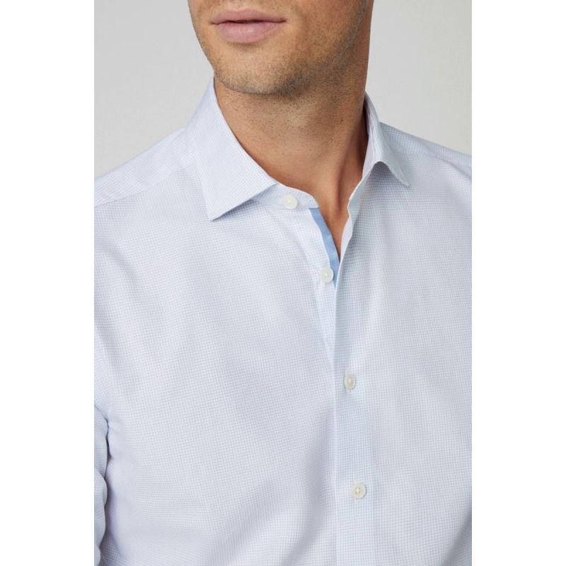 Fashion, accesorii si bijuterii - Barbati - Imbracaminte - Camasi barbati - Camasa cu maneca lunga Hackett London Mini Squares HM309653 Albastru deschis XL INTL - Infinity.ro