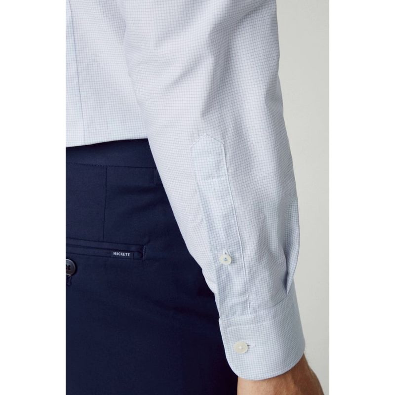 Fashion, accesorii si bijuterii - Barbati - Imbracaminte - Camasi barbati - Camasa cu maneca lunga Hackett London Mini Squares HM309653 Albastru deschis XL INTL - Infinity.ro