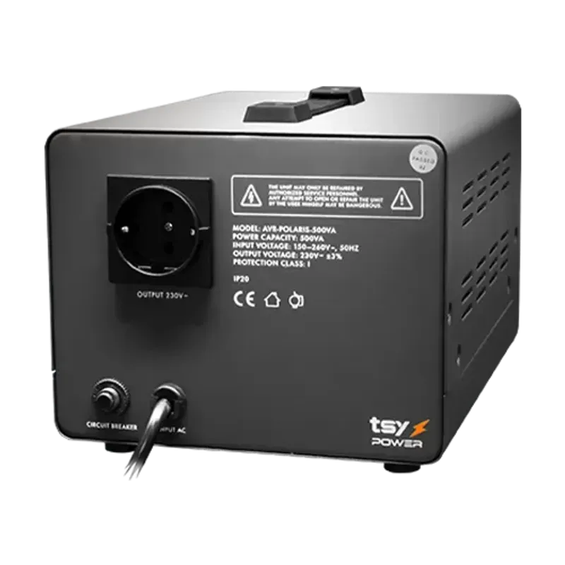 Casa si Gradina - Electrice - Smart Home - Accesorii control acces si supraveghere - Regulator de tensiune cu servomotor, 500VA, tensiune la intrare 150-260V, delay 6-180s AVR-POLARIS-500VA - Infinity.ro