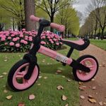 Sport si Outdoor - Ciclism - Biciclete pentru copii - Bicicleta de echilibru pentru copii (80-110 cm), inaltime reglabila, roti din spuma EVA, roz-negru - Infinity.ro