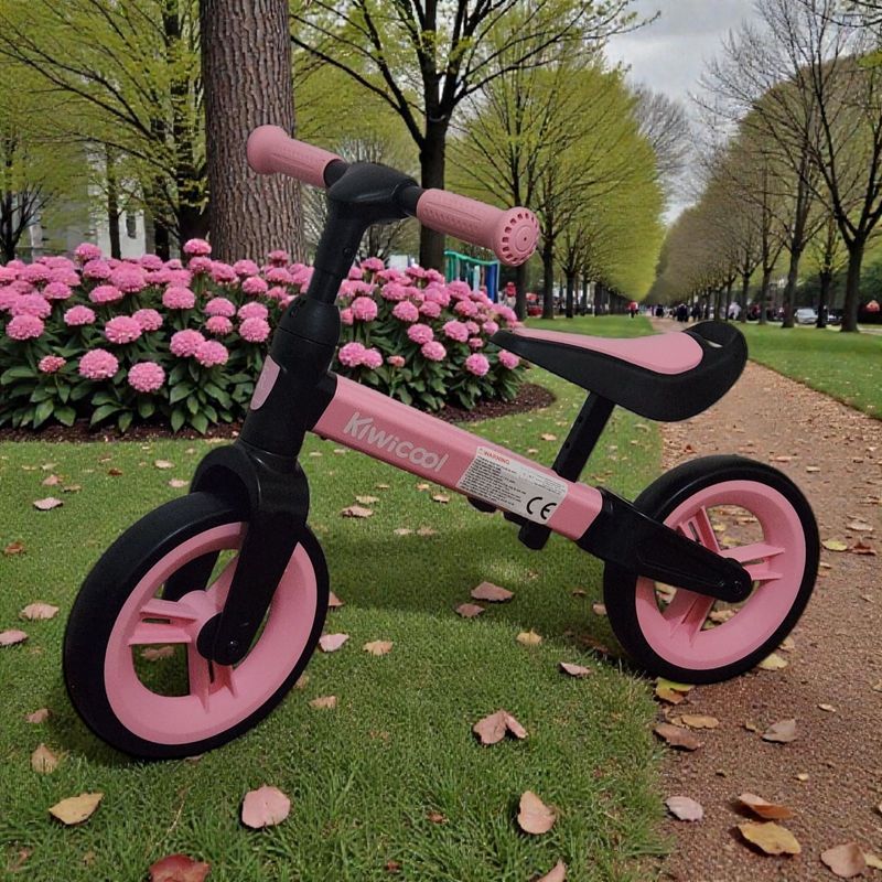 Sport si Outdoor - Ciclism - Biciclete pentru copii - Bicicleta de echilibru pentru copii (80-110 cm), inaltime reglabila, roti din spuma EVA, roz-negru - Infinity.ro