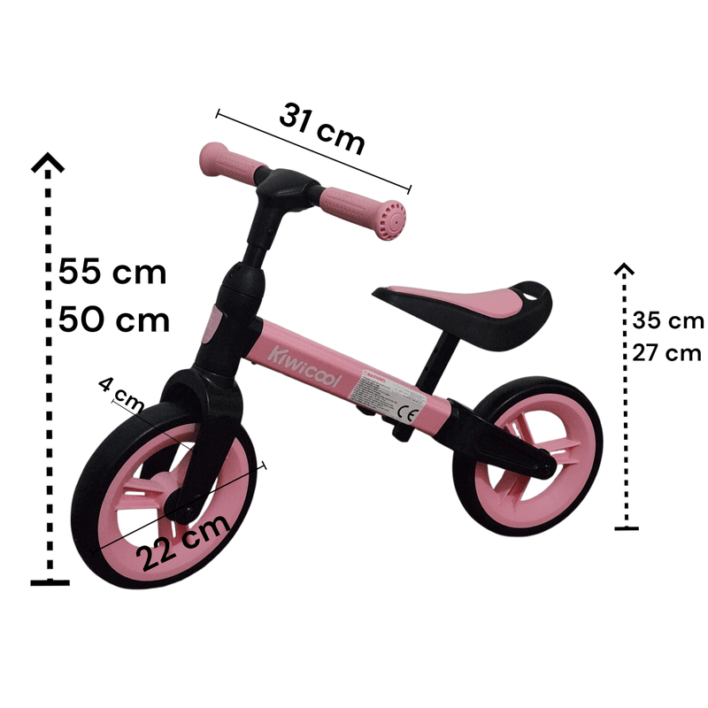 Sport si Outdoor - Ciclism - Biciclete pentru copii - Bicicleta de echilibru pentru copii (80-110 cm), inaltime reglabila, roti din spuma EVA, roz-negru - Infinity.ro
