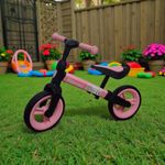 Sport si Outdoor - Ciclism - Biciclete pentru copii - Bicicleta de echilibru pentru copii (80-110 cm), inaltime reglabila, roti din spuma EVA, roz-negru - Infinity.ro