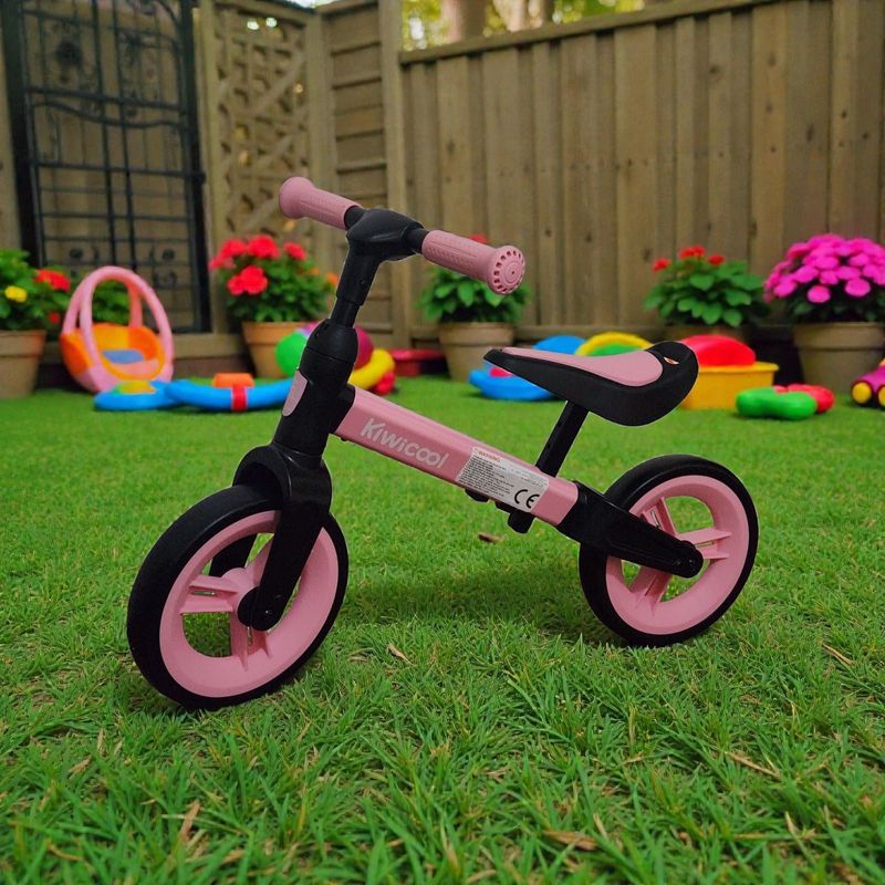 Sport si Outdoor - Ciclism - Biciclete pentru copii - Bicicleta de echilibru pentru copii (80-110 cm), inaltime reglabila, roti din spuma EVA, roz-negru - Infinity.ro