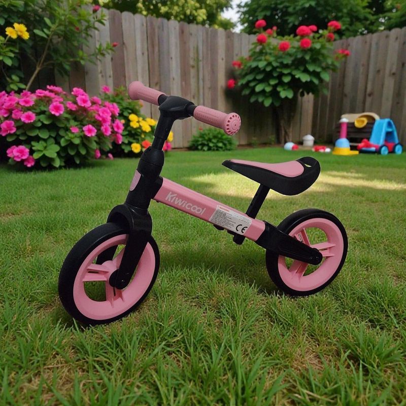 Sport si Outdoor - Ciclism - Biciclete pentru copii - Bicicleta de echilibru pentru copii (80-110 cm), inaltime reglabila, roti din spuma EVA, roz-negru - Infinity.ro