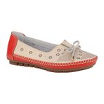 Fashion, accesorii si bijuterii - Femei - Incaltaminte femei - Balerini femei - Balerini dama din piele naturala Feeling Moreno, beige-red 37 - Infinity.ro