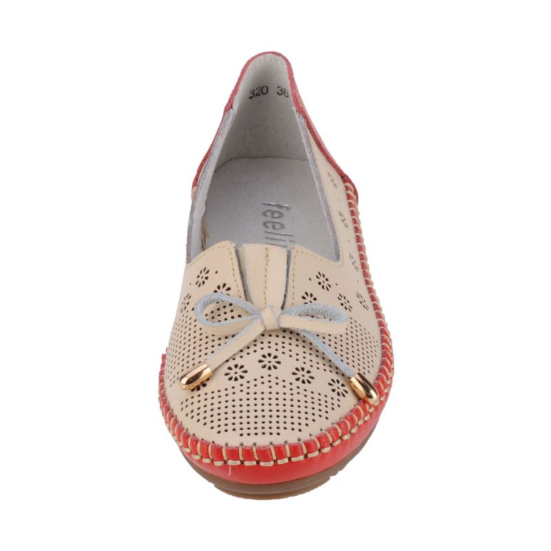Fashion, accesorii si bijuterii - Femei - Incaltaminte femei - Balerini femei - Balerini dama din piele naturala Feeling Moreno, beige-red 37 - Infinity.ro