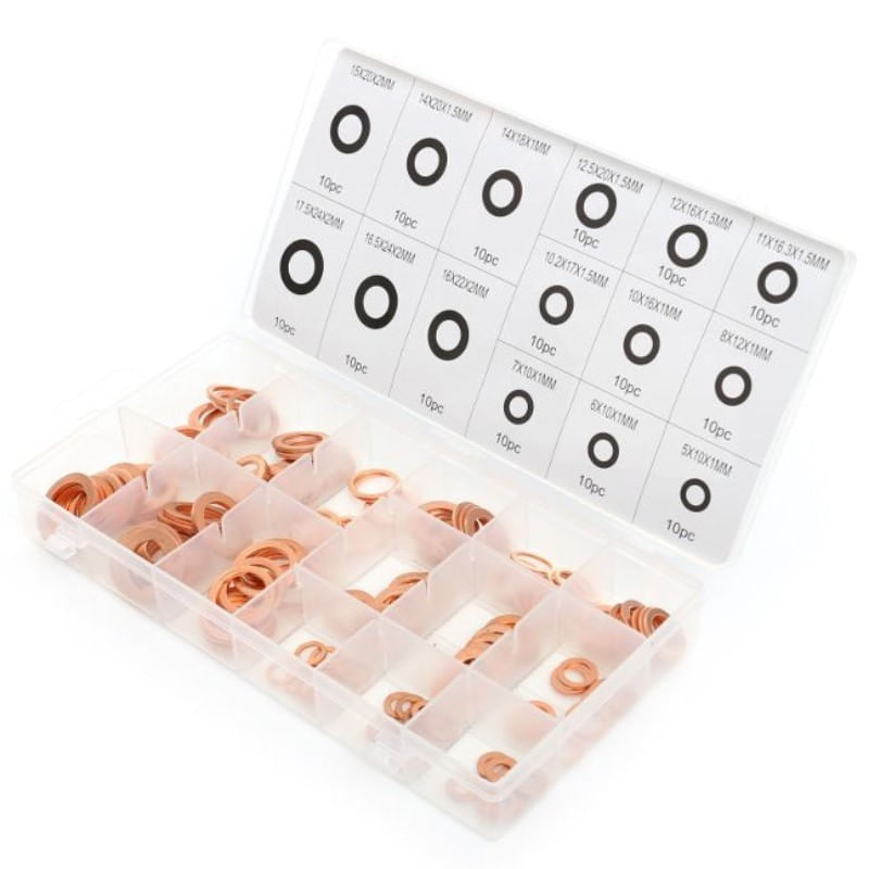 Auto si Moto - Moto - Accesorii moto si consumabile - Set saibe cupru, Kraft&Dele, diferite dimensiuni, 150 elemente, KD10503 - Infinity.ro