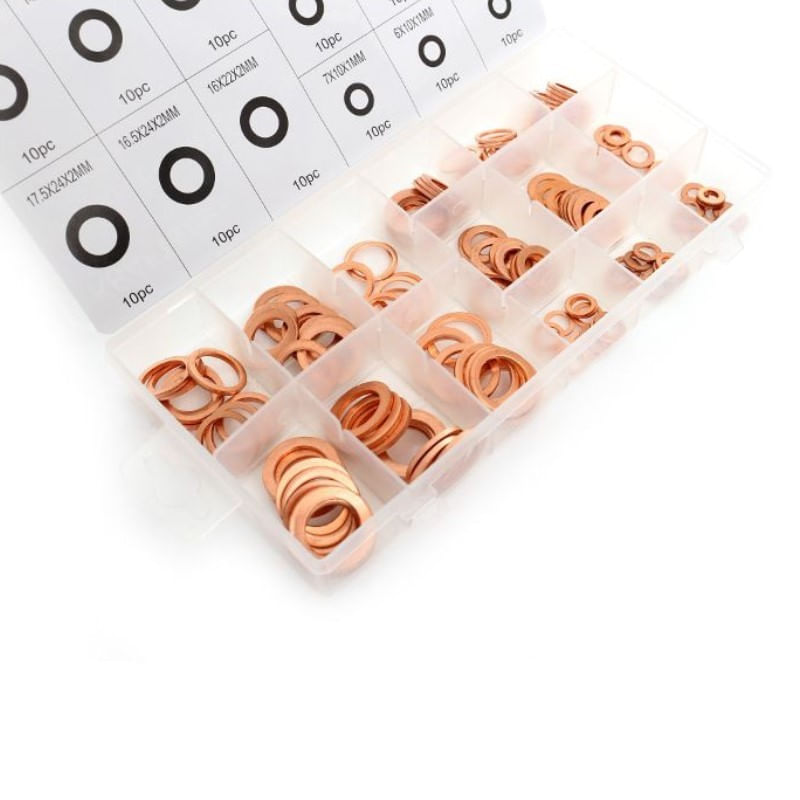 Auto si Moto - Moto - Accesorii moto si consumabile - Set saibe cupru, Kraft&Dele, diferite dimensiuni, 150 elemente, KD10503 - Infinity.ro