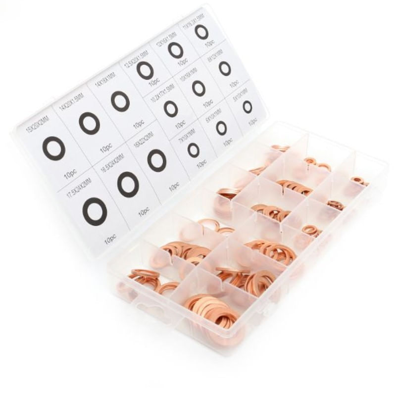 Auto si Moto - Moto - Accesorii moto si consumabile - Set saibe cupru, Kraft&Dele, diferite dimensiuni, 150 elemente, KD10503 - Infinity.ro