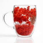 Casa si Gradina - Bucatarie si vesela - Cani si pahare - Cani si cesti - Cana cu hortensii si gypsophila rosii, pereti dubli, sticla borosilicata, 300 ml, SZK193 - Infinity.ro