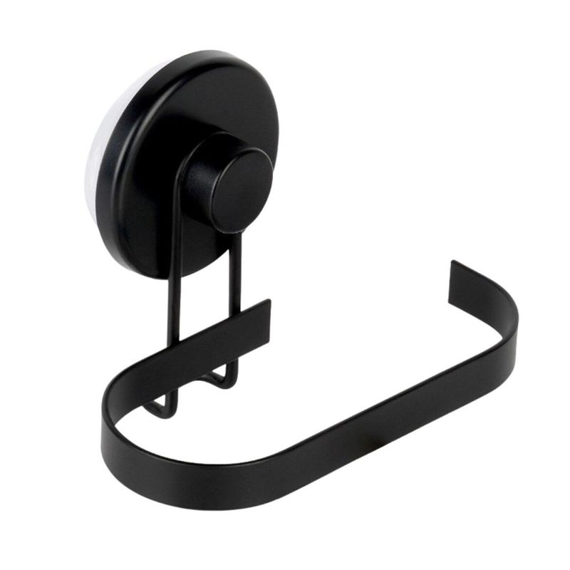 Casa si Gradina - Sanitare - Suporturi si accesorii baie - Accesorii baie - Suport hartie igienica, Bathroom Solutions, prindere cu ventuza, negru mat, 14x8x11 cm - Infinity.ro