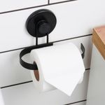 Casa si Gradina - Sanitare - Suporturi si accesorii baie - Accesorii baie - Suport hartie igienica, Bathroom Solutions, prindere cu ventuza, negru mat, 14x8x11 cm - Infinity.ro