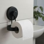 Casa si Gradina - Sanitare - Suporturi si accesorii baie - Accesorii baie - Suport hartie igienica, Bathroom Solutions, prindere cu ventuza, negru mat, 14x8x11 cm - Infinity.ro