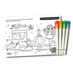 Jucarii, Copii si Bebe - Jucarii si jocuri - Jucarii & jocuri educative - Seturi de artizanat - Plansa de colorat reutilizabila, din silicon, cu 4 markere lavabile, Atelierul de imbracaminte, 21x29.7 cm, Genie Pets - Infinity.ro