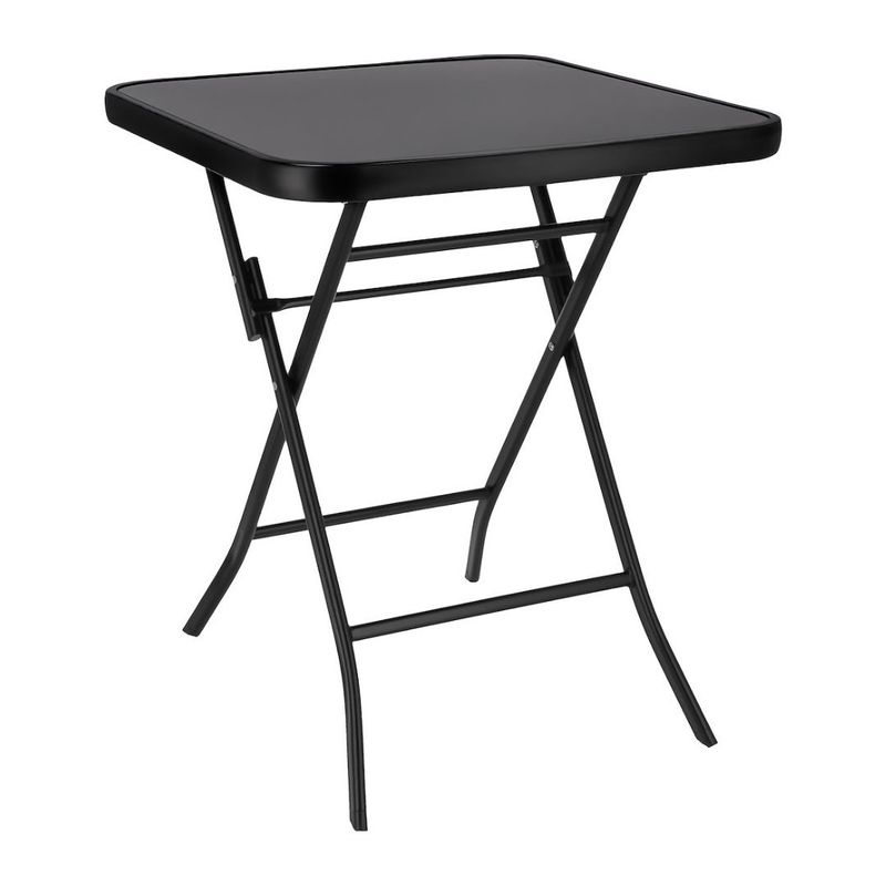 Sport si Outdoor - Camping - Mobilier pentru camping - Mese camping - Masuta pliabila patrata Jumi, 60x60 cm, negru, otel si sticla - Infinity.ro