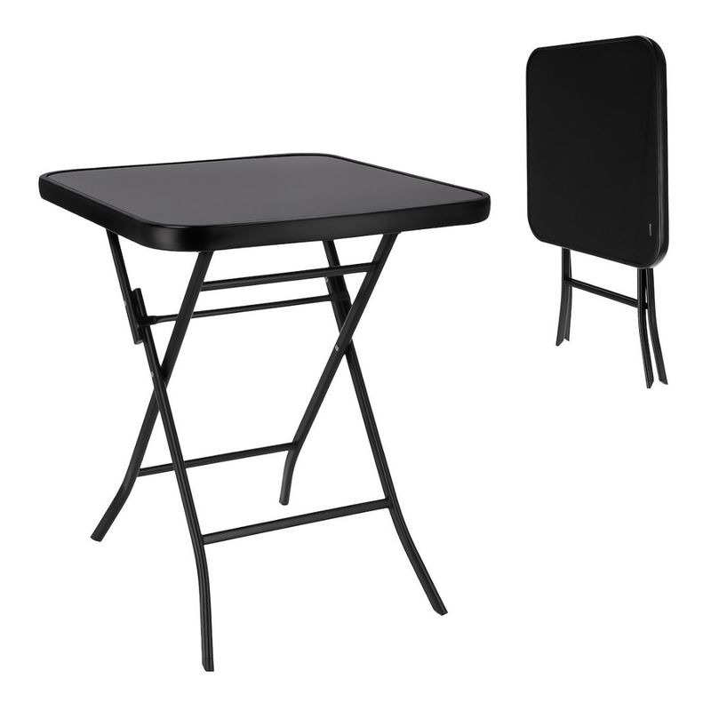 Sport si Outdoor - Camping - Mobilier pentru camping - Mese camping - Masuta pliabila patrata Jumi, 60x60 cm, negru, otel si sticla - Infinity.ro