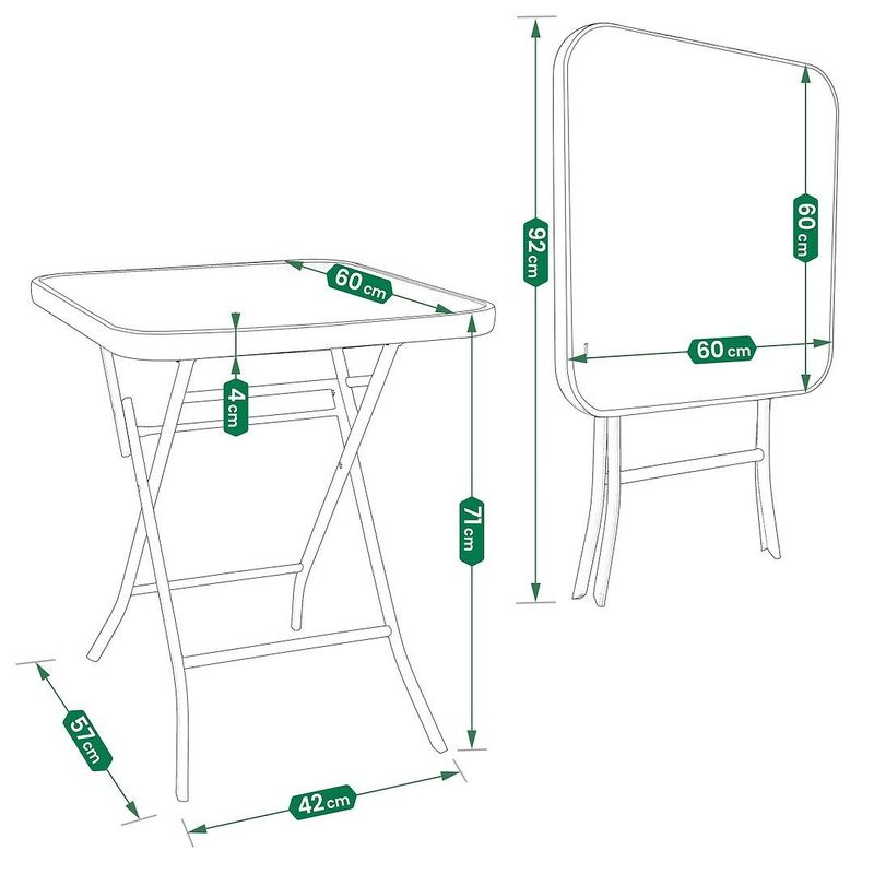 Sport si Outdoor - Camping - Mobilier pentru camping - Mese camping - Masuta pliabila patrata Jumi, 60x60 cm, negru, otel si sticla - Infinity.ro