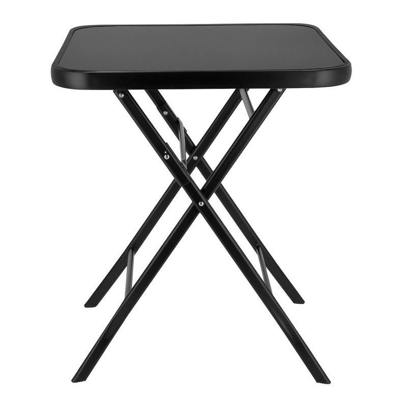 Sport si Outdoor - Camping - Mobilier pentru camping - Mese camping - Masuta pliabila patrata Jumi, 60x60 cm, negru, otel si sticla - Infinity.ro