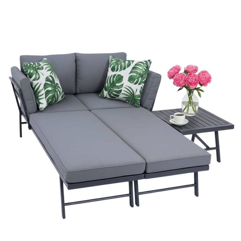 Casa si Gradina - Gradina si terasa - Mobilier exterior - Seturi mobila gradina - Set mobilier de gradina gri, modular, Jumi, cu 2 canapele si masuta de cafea - Infinity.ro