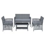 Casa si Gradina - Gradina si terasa - Mobilier exterior - Seturi mobila gradina - Set mobilier de gradina gri, Jumi, cu 2 fotolii, canapea si masuta de cafea - Infinity.ro