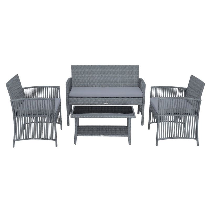 Casa si Gradina - Gradina si terasa - Mobilier exterior - Seturi mobila gradina - Set mobilier de gradina gri, Jumi, cu 2 fotolii, canapea si masuta de cafea - Infinity.ro