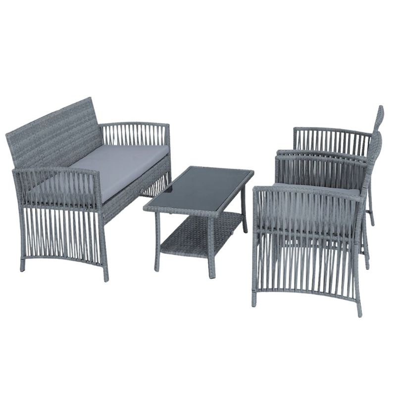 Casa si Gradina - Gradina si terasa - Mobilier exterior - Seturi mobila gradina - Set mobilier de gradina gri, Jumi, cu 2 fotolii, canapea si masuta de cafea - Infinity.ro