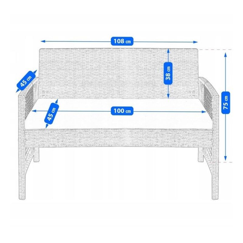 Casa si Gradina - Gradina si terasa - Mobilier exterior - Seturi mobila gradina - Set mobilier de gradina gri, Jumi, cu 2 fotolii, canapea si masuta de cafea - Infinity.ro