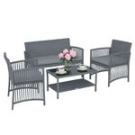 Casa si Gradina - Gradina si terasa - Mobilier exterior - Seturi mobila gradina - Set mobilier de gradina gri, Jumi, cu 2 fotolii, canapea si masuta de cafea - Infinity.ro