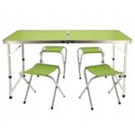 Sport si Outdoor - Camping - Mobilier pentru camping - Mese camping - Set mobilier de camping pliabil, Jumi, verde, masa cu picioare reglabile si 4 tabureti - Infinity.ro