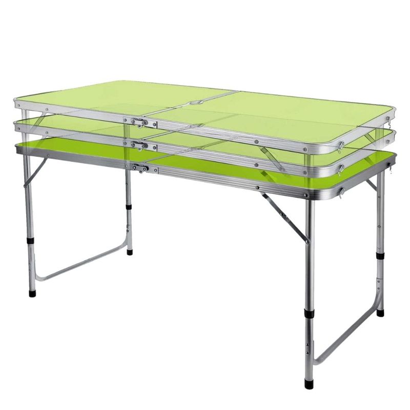 Sport si Outdoor - Camping - Mobilier pentru camping - Mese camping - Set mobilier de camping pliabil, Jumi, verde, masa cu picioare reglabile si 4 tabureti - Infinity.ro