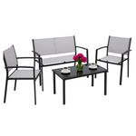 Casa si Gradina - Gradina si terasa - Mobilier exterior - Seturi mobila gradina - Set mobilier de gradina Jumi, canapea, 2 fotolii si masuta de cafea, otel si textilena, gri - Infinity.ro