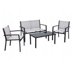 Casa si Gradina - Gradina si terasa - Mobilier exterior - Seturi mobila gradina - Set mobilier de gradina Jumi, canapea, 2 fotolii si masuta de cafea, otel si textilena, gri - Infinity.ro