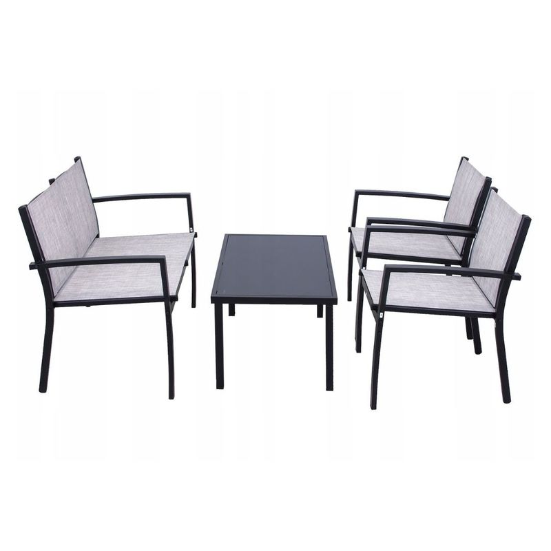 Casa si Gradina - Gradina si terasa - Mobilier exterior - Seturi mobila gradina - Set mobilier de gradina Jumi, canapea, 2 fotolii si masuta de cafea, otel si textilena, gri - Infinity.ro