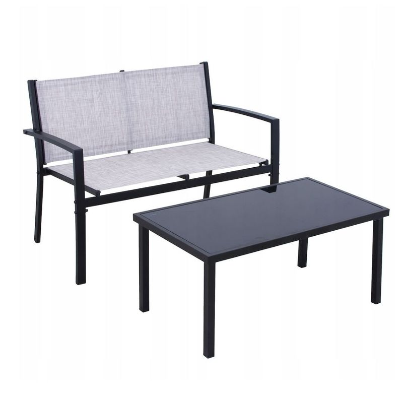 Casa si Gradina - Gradina si terasa - Mobilier exterior - Seturi mobila gradina - Set mobilier de gradina Jumi, canapea, 2 fotolii si masuta de cafea, otel si textilena, gri - Infinity.ro