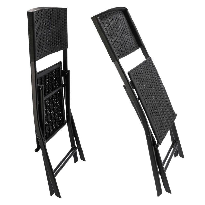 Casa si Gradina - Gradina si terasa - Mobilier exterior - Seturi mobila gradina - Set mobilier de terasa pliabil, Jumi, negru, 2 scaune si masa cu suport pentru flori - Infinity.ro