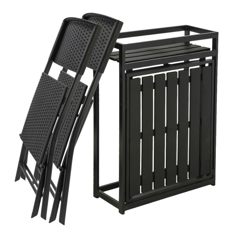 Casa si Gradina - Gradina si terasa - Mobilier exterior - Seturi mobila gradina - Set mobilier de terasa pliabil, Jumi, negru, 2 scaune si masa cu suport pentru flori - Infinity.ro