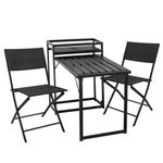 Casa si Gradina - Gradina si terasa - Mobilier exterior - Seturi mobila gradina - Set mobilier de terasa pliabil, Jumi, negru, 2 scaune si masa cu suport pentru flori - Infinity.ro
