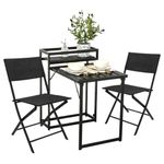 Casa si Gradina - Gradina si terasa - Mobilier exterior - Seturi mobila gradina - Set mobilier de terasa pliabil, Jumi, negru, 2 scaune si masa cu suport pentru flori - Infinity.ro