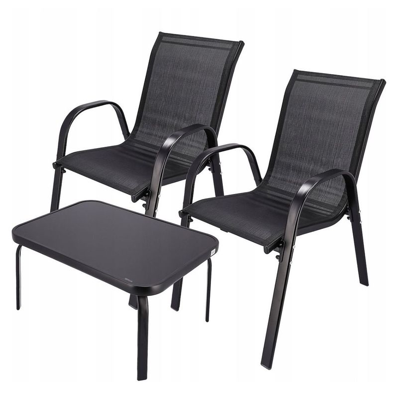 Casa si Gradina - Gradina si terasa - Mobilier exterior - Seturi mobila gradina - Set mobilier de gradina Jumi, model FIESTA, 2 fotolii suprapozabile si masuta de cafea - Infinity.ro