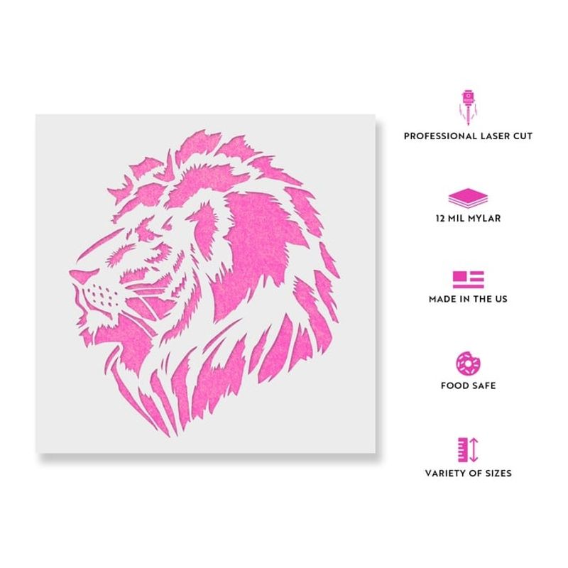 Casa si Gradina - Decoratiuni - DIY - Sabloane decorative pereti - Sablon Perete vopsire, tencuiala 0.7mm Cap de Leu model MXSP7420, 600 x 600 mm - Infinity.ro