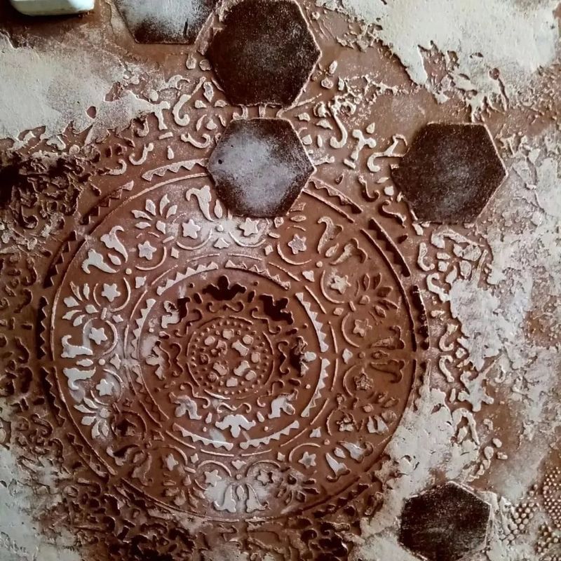 Casa si Gradina - Decoratiuni - DIY - Sabloane decorative pereti - Sfert Sablon Perete vopsire, tencuiala model Romana Mandala MXSP7652.6 marime 600x600mm - Infinity.ro