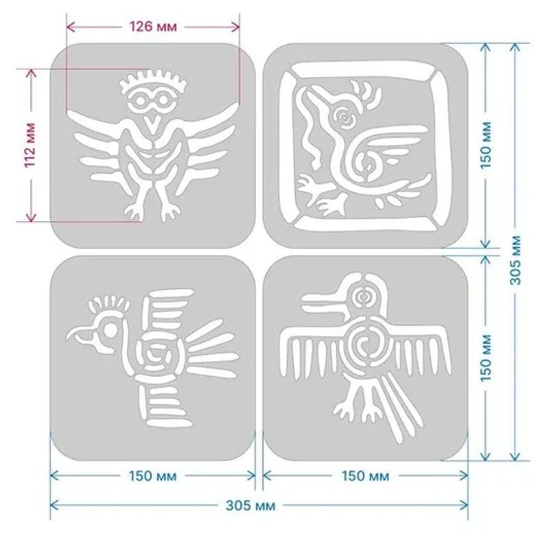 Casa si Gradina - Decoratiuni - DIY - Sabloane decorative pereti - Set de Sabloane pentru Perete vopsire, tencuiala, stil Pasari Mayase, model MXSP7669 marime 150 x 150 mm - Infinity.ro