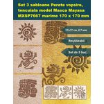 Casa si Gradina - Decoratiuni - DIY - Sabloane decorative pereti - Set 3 sabloane Perete vopsire, tencuiala model Masca Mayasa MXSP7667 marime 170 x 170 mm - Infinity.ro