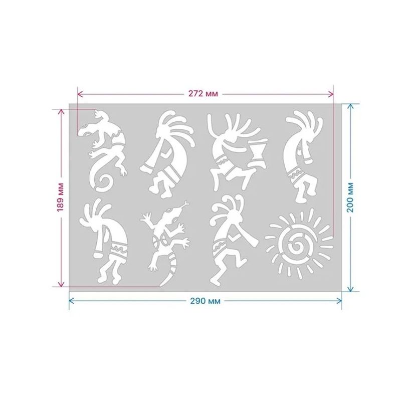 Casa si Gradina - Decoratiuni - DIY - Sabloane decorative pereti - Sablon de Perete vopsire, tencuiala stil Maya 200x290 mm, 0.7 mm, model MXSP7668 - Infinity.ro