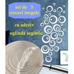 Casa si Gradina - Decoratiuni - DIY - Sabloane decorative pereti - Set de 5 Oglinzi Acrilice Cercuri inegale Autoadezive pentru Decorarea Peretilor 2mm grosime - Infinity.ro